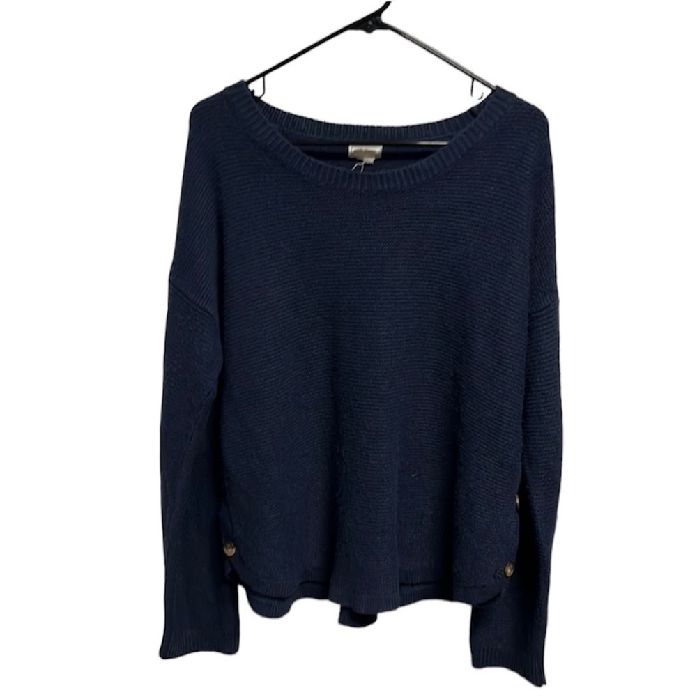 FAT face navy blue  button down side pull over sweater size 12.